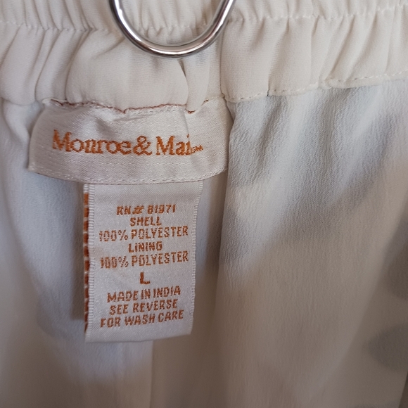 Women's Monroe & Main Sheer White/Black Pants Set Size L lightweight boho cruise - Picture 11 of 12